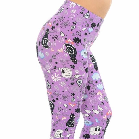 LEGGINGS DEPOT Purple Cat Animal Print Full length Leggings Size 12 NWT - Picture 4 of 7